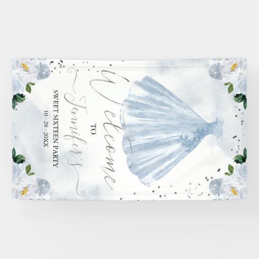 甘い16ウェルカムサインウォーター色のフローラドレス 横断幕 (横)