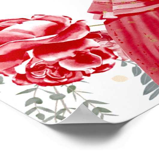 甘い16ウェルカムサインバタフライブルー王室のドレス ポスター (角)