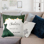 甘い16エメラルドグリーンのドレスの花は白 クッション