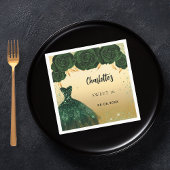 甘い16エメラルドグリーンドレス花金ゴールドパーティー スタンダードカクテルナプキン