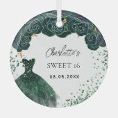 甘い16エメラルドグリーンドレス ガラスオーナメント (正面)