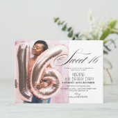 甘い16エレガントと写モダン真16誕生日 招待状 (スタンド正面)