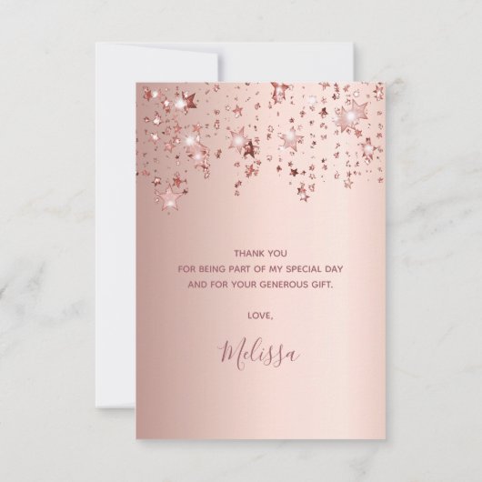 甘い16カスタムバラ金ゴールドピンクの星 サンキューカード (裏面)