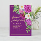 甘い16カラフルフローラ水彩パープル 招待状 (スタンド正面)