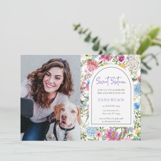 甘い16ガーデンワイルドフラワースクリプト 招待状 (スタンド正面)