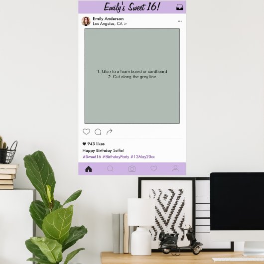 甘い16キンセアニェラパーティープロップフォトブースフレーム ポスター (ホームオフィス)