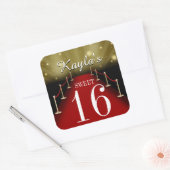 甘い16グラマラスなレッドカーペットパーティー好意ステッカー スクエアシール (封筒)