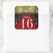 甘い16グラマラスなレッドカーペットパーティー好意ステッカー スクエアシール (バッグ)