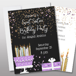 甘い16グリッターケーキとキャンドル