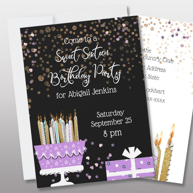 甘い16グリッターケーキとキャンドル (クリエイターアップロード済み)