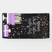 甘い16グリッターケーキとキャンドル 横断幕 (横)