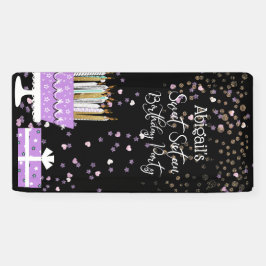 甘い16グリッターケーキとキャンドル 横断幕