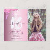 甘い16グリッタードリップス赤面ピンクのメタリックフォト ポストカード (正面)