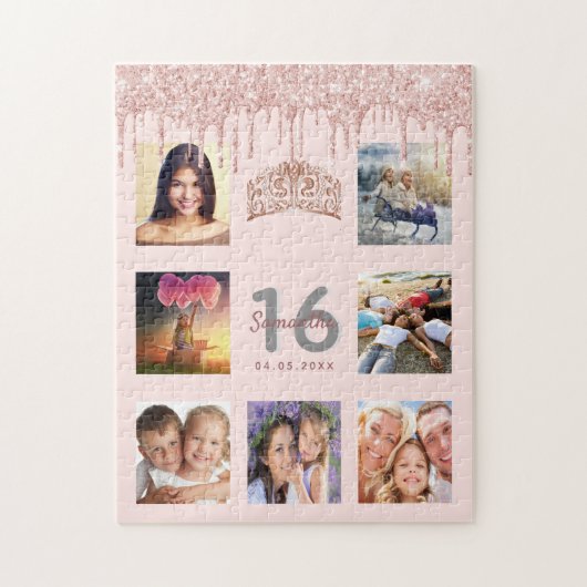 甘い16グリッタードリップフォトバラ金ゴールドtiara ジグソーパズル (縦)