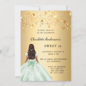 甘い16グリーンブ金ゴールドドレススター 招待状 (正面)