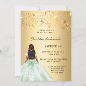 甘い16グリーンブ金ゴールドドレススター 招待状 (正面)