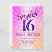 甘い16グルービピンクオレンジグラデーションレトロボホ 招待状 (正面)