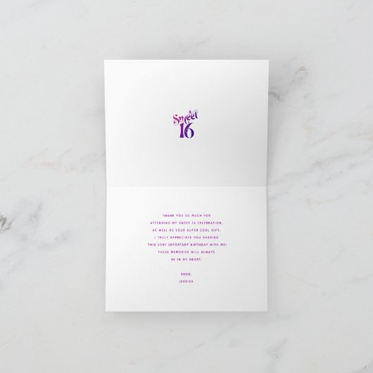 甘い16グルービーはっきりしたレトロピンクオレンジのグラデーション サンキューカード (内部)