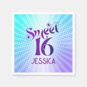 甘い16グルーヴィーパープルブルーグラデーションボホレトロ スタンダードカクテルナプキン (正面)