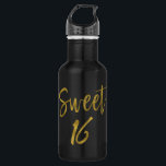 甘い16ゴールドフォイル誕生日ウォーターボトル ウォーターボトル<br><div class="desc">Sweet sixteenゴールドフォイル誕生日ウォーターボトル誕生日パーティーお祝い</div>