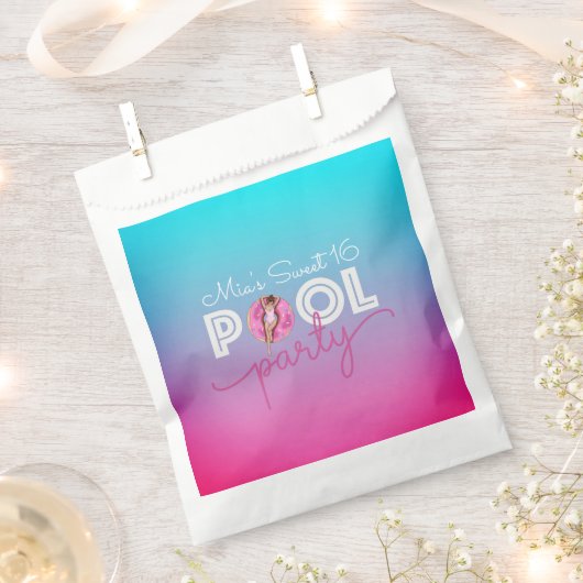 甘い16サマープールパーティーの好意クッキー フェイバーバッグ (クリップ留めされた状態)