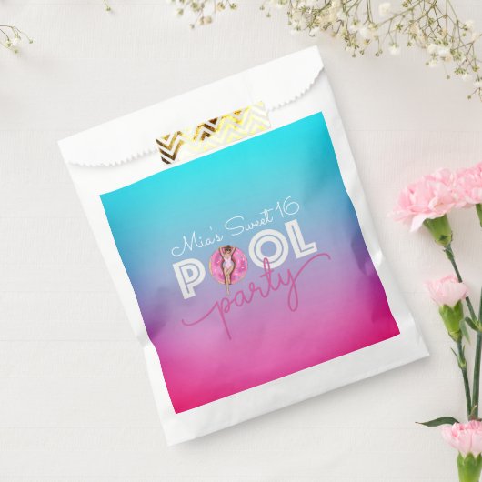 甘い16サマープールパーティーの好意クッキー フェイバーバッグ (封をした状態)