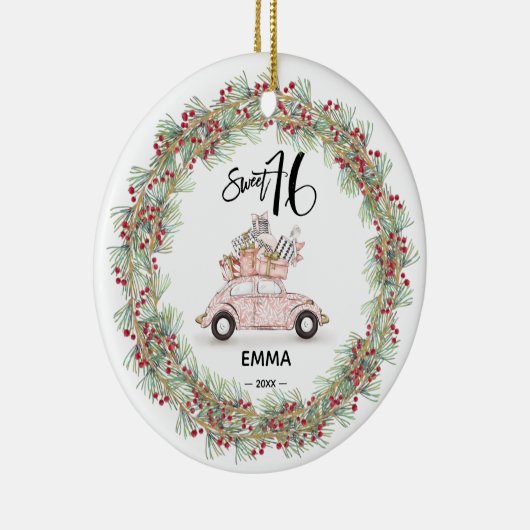 甘い16シグネチャースクリプトカーフォトグリーン セラミックオーナメント (右)