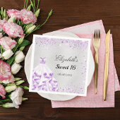 甘い16シルバーパープルグリッタードレス名 スタンダードカクテルナプキン