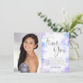 甘い16シルバーパープル水彩写真モダン サンキューカード (スタンド正面)