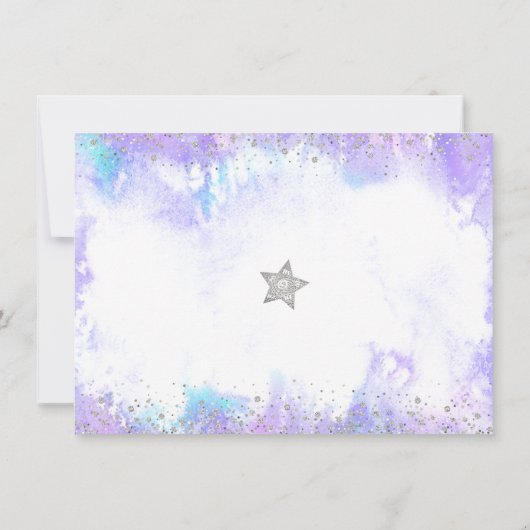 甘い16シルバーパープル水彩写真モダン サンキューカード (裏面)