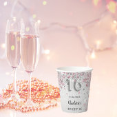 甘い16シルバーピンクのグリッタースパークルズ名パーティー 紙コップ