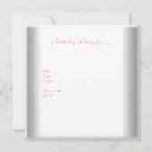 甘い16シルバー16白いオーバーレイピンクの宝石 招待状 (裏面)