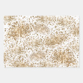 甘い16スクリプトエレガント金ゴールドグリッター牡丹フローラ ラッピングペーパーシート (正面3)