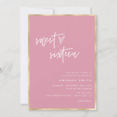 甘い16スクリプモダント金箔ピンク誕生日 招待状 (正面)