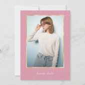 甘い16スクリプモダント金箔ピンク誕生日 招待状 (裏面)