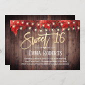 甘い16ストリングライト紅葉誕生日 招待状 (正面/裏面)