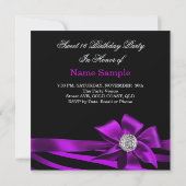 甘い16ゼブラパープルピンクシルバーブラックパーティー 招待状 (裏面)