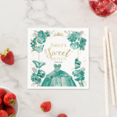 甘い16ナプキンスバタフライエメラルドグリーンドレス スタンダードカクテルナプキン (インサイチュ)