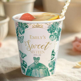 甘い16ナプキンスバタフライエメラルドグリーンドレス 紙コップ