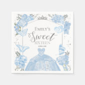 甘い16ナプキンスバタフライダスティブルードレスフローラ スタンダードカクテルナプキン (正面)