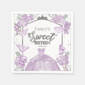 甘い16ナプキンスバタフライラベンダードレスフローラ スタンダードカクテルナプキン (正面)