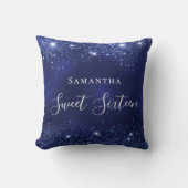 甘い16ネイビーブルーグリッターダスト名 クッション (正面)