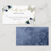 甘い16ネイビーブルーフローラバタフライRSVPエンクロージャ 名刺 (正面/裏面)