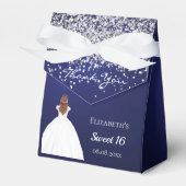 甘い16ネイビーブルーホワイトドレスパーティー フェイバーボックス (正面サイド)