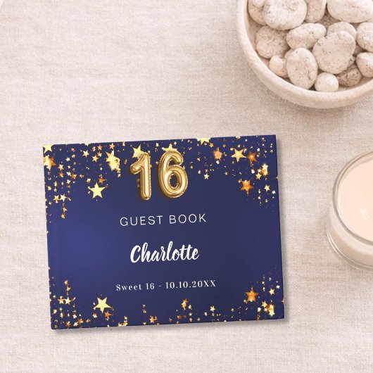 甘い16ネイビーブルー金ゴールド星 ゲストブック