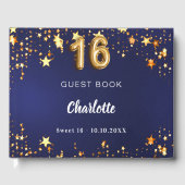 甘い16ネイビーブルー金ゴールド星 ゲストブック (正面)