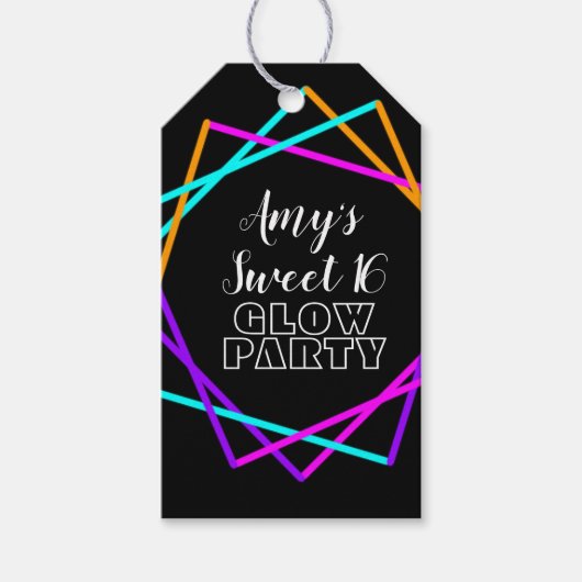 甘い16ネオングローインザダークバー誕生日 ギフトタグ (正面)