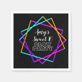 甘い16ネオングローインザダークバー誕生日 スタンダードカクテルナプキン