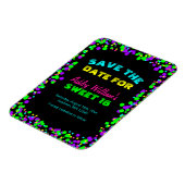 甘い16ネオングロー紙吹雪日付を保存 マグネット (左側)