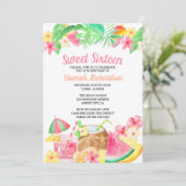 甘い16ハワイアンテーマ水カラールアウ（ハワイ式宴会）パーティー 招待状 (スタンド正面)